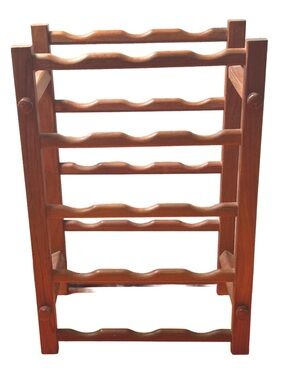 Vinyage MCM Teak Wood Freestanding Wine Rack for 15 Bottles